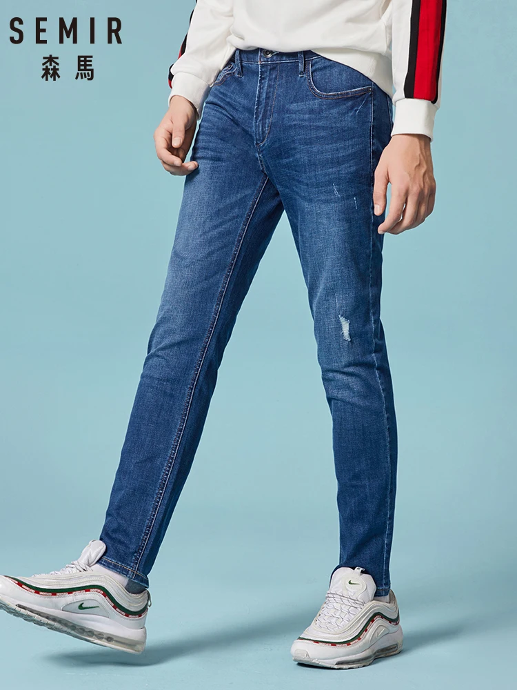 Semir мужские рваные джинсы студенческие весенние и осенние модные тонкие брюки