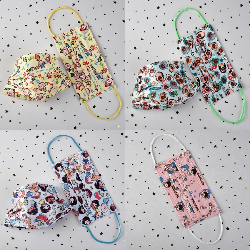 

Маска для лица одноразовая 3-слойная с мультяшным принтом, 50 шт.