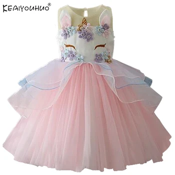 

New Kids Dresses For Girls Unicorn Party Dress 2018 Christmas Dress Children Clothing Cosplay Dresses 2 3 4 5 6 7 8 9 10 Years