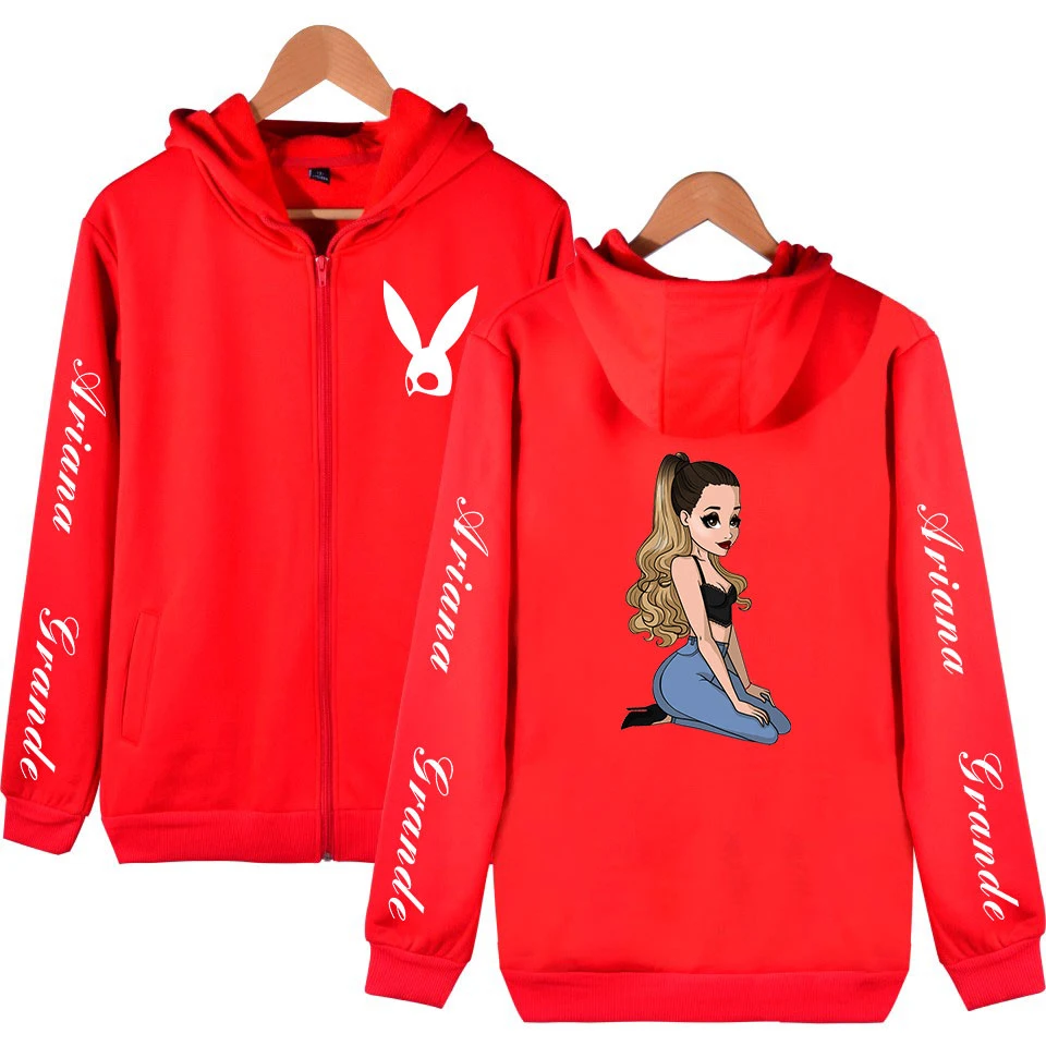 Светло-желтый Новые женские толстовки с капюшоном на молнии Ariana Grande, большие размеры, одежда в стиле хип-хоп, повседневная куртка-бомбер, Женское пальто Ariana Grande - Цвет: Светло-желтый