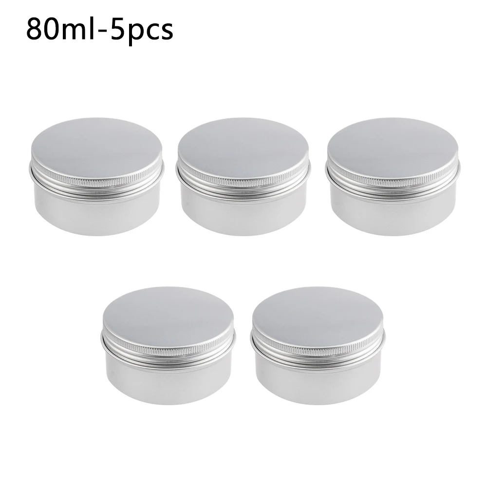80ml-5pcs 10/15/30/50/60/80 мл пустые Алюминий банки многоразовый Косметический Горшок фарфоровый кувшин верхний крем мазь образец со слезоточивым газом Кепки макияж коробочка с воском - Цвет: 80ml-5pcs