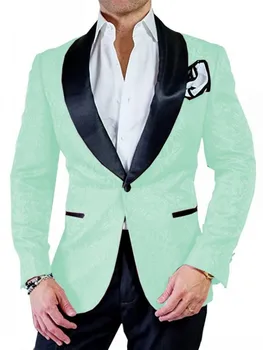 

Brand New Groomsmen Shawl Lapel Groom Tuxedos Mint and Black Men Suits Wedding/Prom Best Man ( Jacket + Pants + Tie ) Z73