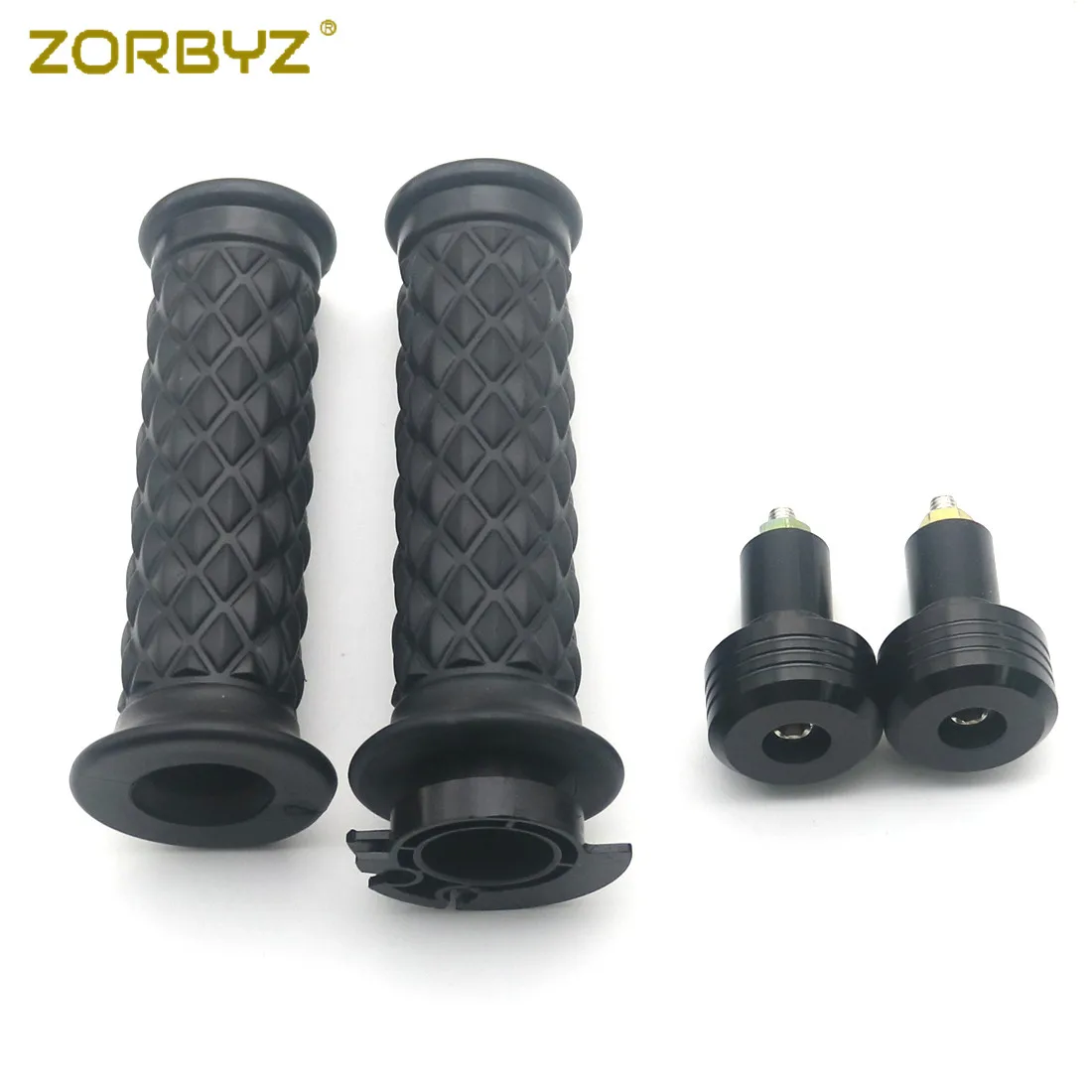 ZORBYZ Ретро 7/" 22 мм резиновые алмазные рукоятки для руля с металлическими боковыми барными наконечниками для Harley Honda Suzuki на заказ