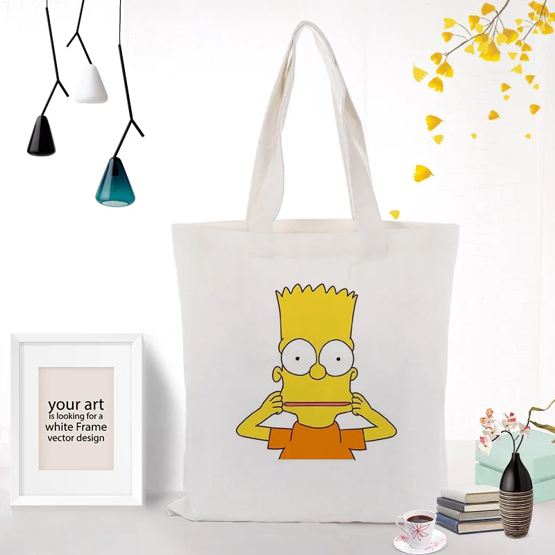 Сумка Симпсон Холщовая Сумка для покупок текст DIY ежедневное использование пользовательский принт Логотип эко многоразовая утилизация - Цвет: SIMPSON01