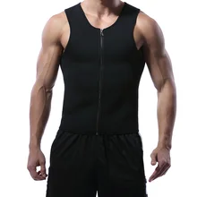 Мужской жилет для тренировки талии, неопреновый корсет для похудения на молнии, майка для сауны, майка для тренировок, компрессионный жилет