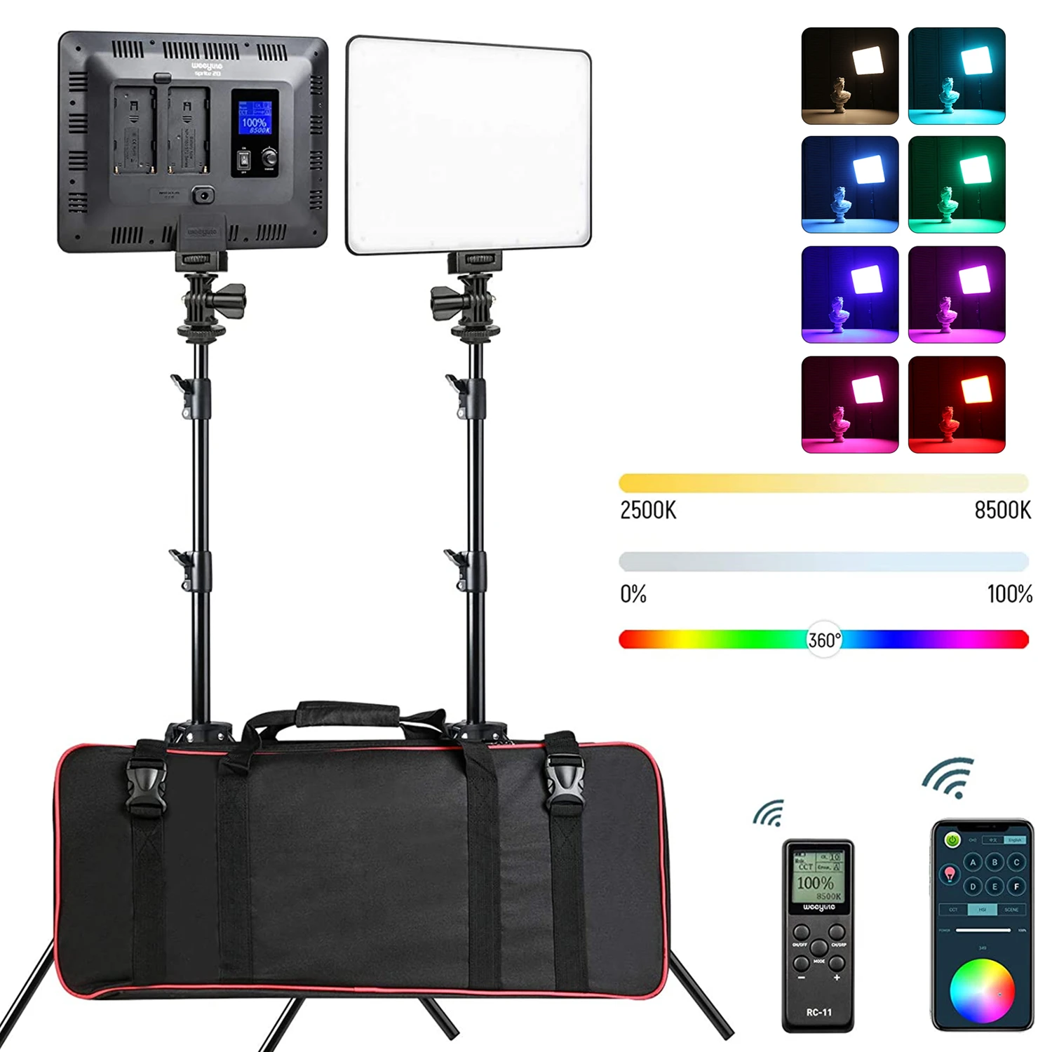 Viltrox Weeylite Sprite20 2Packs RGB LED Light Panel 30W Video Camera Lighting Kit with Stand APP Control | Электроника
