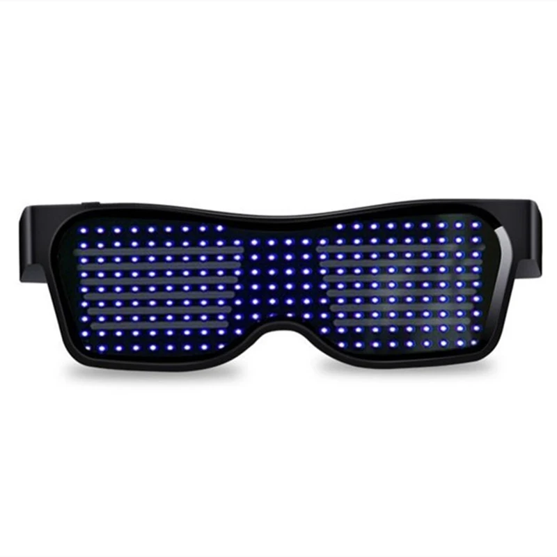 Синий Sunglasses Light Christmas DIY APP Luminous Flash Bluetooth Glow Party Glasses lingual Led Modes Decorations Dropshipping - Цвет: Синий