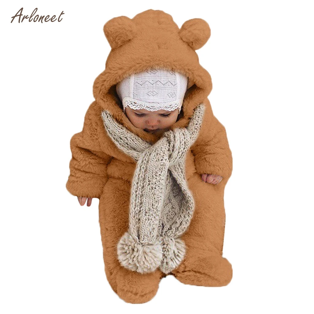 

ARLONEET Newborn Baby Romper 2019 Fall Winter Warm Soft Baby Boy Girl Clothes Animal Overalls Infant Baby Hooded RomperJumpsuit