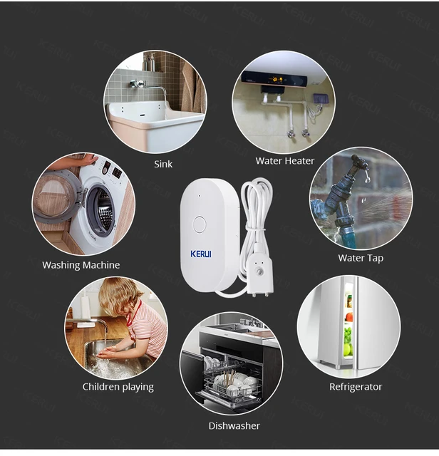 KERUI WiFi Water Leakage Detector Tuya Smart Water Leak Sensor Alarm App Remote Monitoring for Basements Bathrooms Kitchen 5