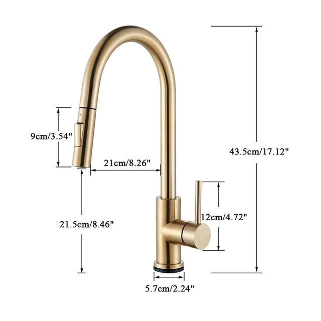 Rozin Smart Touch Kitchen Faucet Brushed Gold Poll Out Sensor Faucets Black/Nickel 360 Rotation Crane 2 Outlet Water Mixer Taps 3