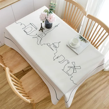 

Tablecloth Rectangular Heavy Weight Cotton Linen Fabric Dust-Proof Table Cover for Kitchen Dinning Tabletop Decor