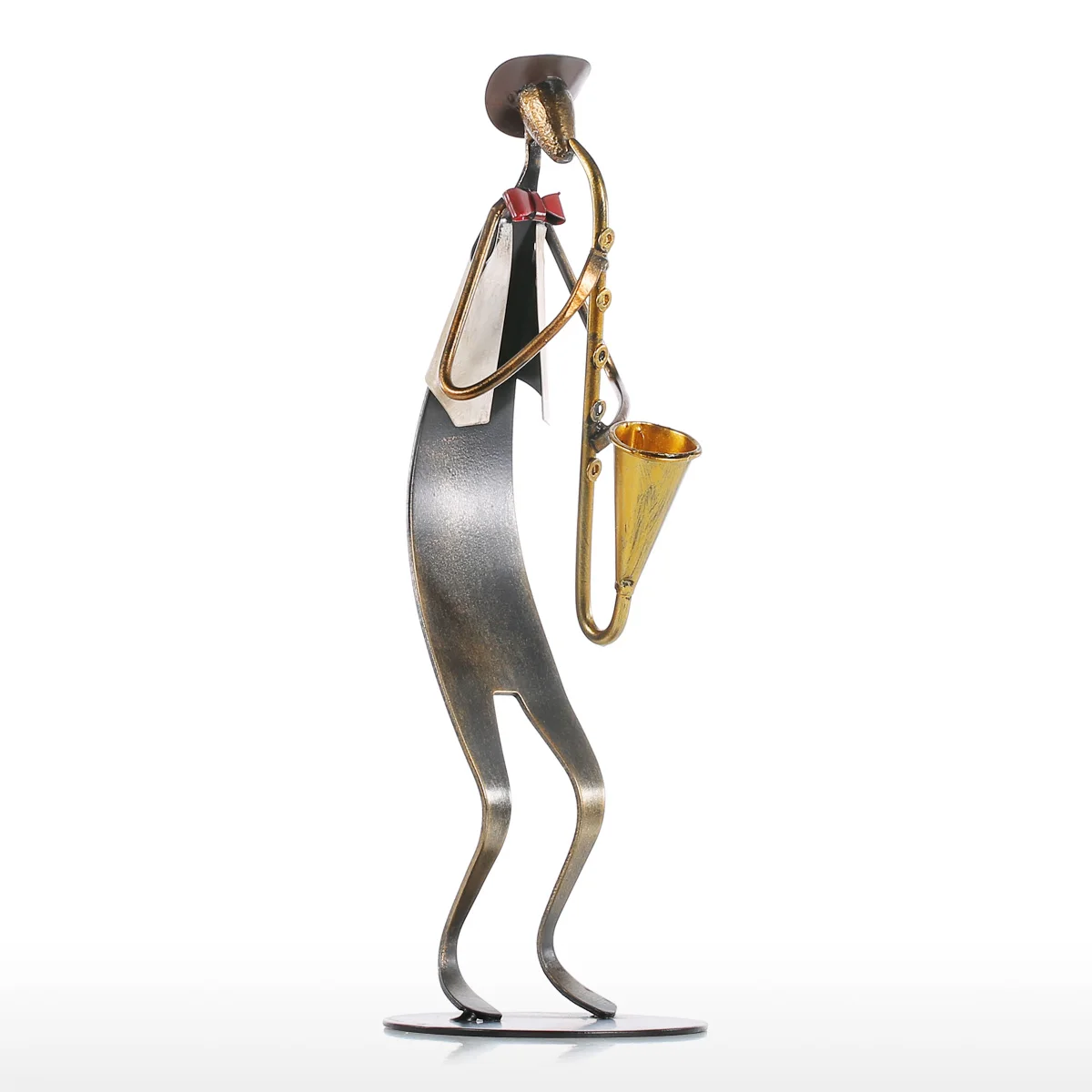 

Cowboy Band Trumpet Music Trumpet Playing Metal Iron Sculpture Handmade Baking Paint Technology Art Sculpture Home Decor