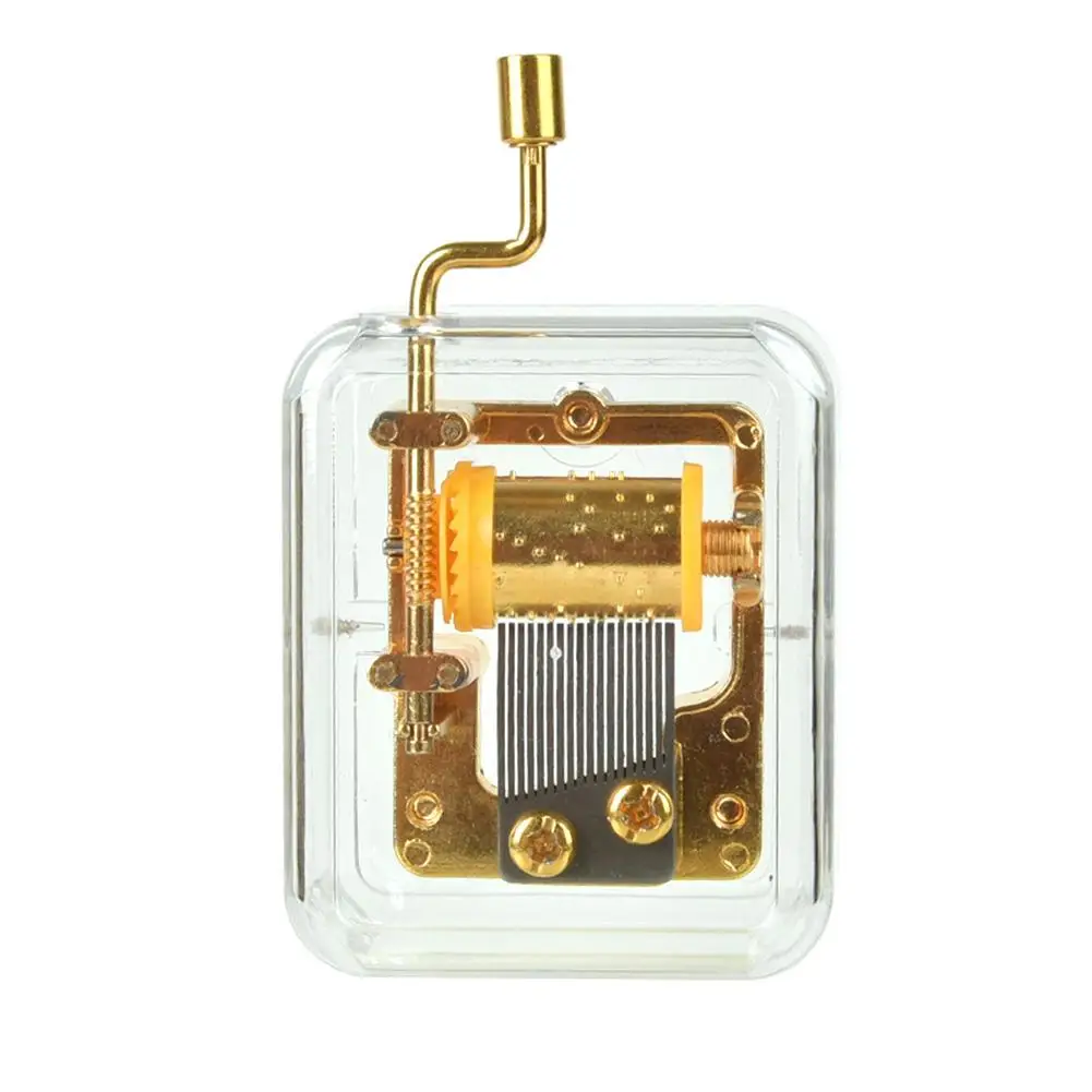 Portable Transparent Hand Crank Mechanical Music Box Musical Toy Party Gift Education New |