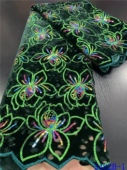 

NIAI African French Velvet lace Fabrics Sequins African Lace Fabrics 2020 Embroidered High Qualit French Tulle Lace XY3482B-1