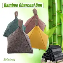 200 г фильтрация воздуха мешок Свежий активный льняные мешочки бамбук с активированным углем очиститель плесень запах фильтрация воздуха ing дезодорант сухой дезодорант