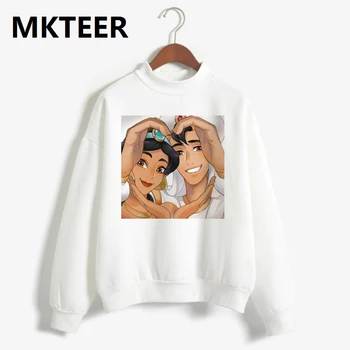 

Autumn Winter Fashion Harajuku Jasmine and Aladdin Love Design Pullover Loose Women Hoodies Sweatshirts Female Casual Warm Tops