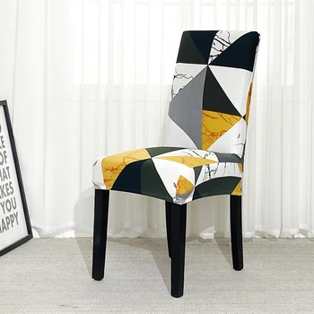 

Geometric Stretch Dining Chair Cover Big Elastic Seat Chair Covers Slipcovers Removable Restaurant Banquet Party Protector Chair