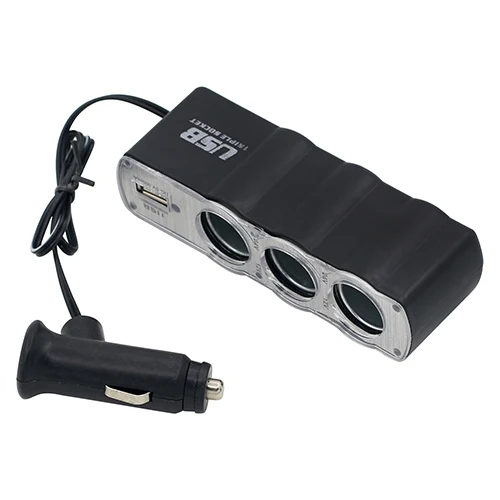 Разветвитель для автомобильного прикуривателя 3 сторонний USB адаптер зарядного