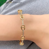 5PCS, Punk Crystal Zircon Bangles For Women Boho Gold Color Charm Bracelets Bangles Fashion Jewelry Adjustable 2
