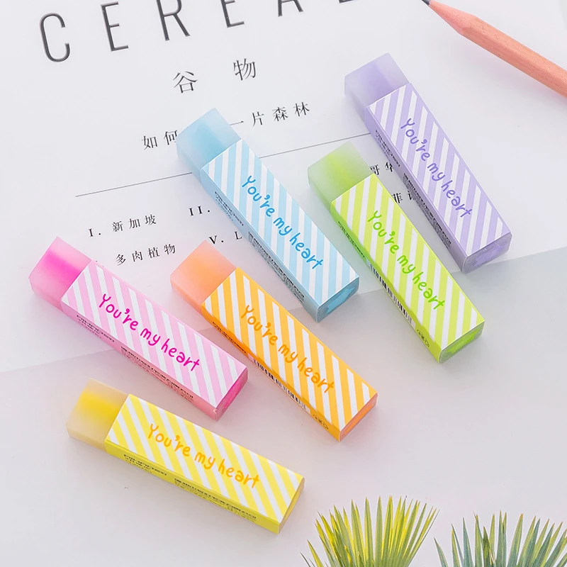 Pencil Eraser 2B Cute Candy Soft Erasers for Kids Rubber Kawaii Stationery School Office Supplies