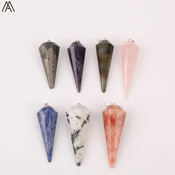 

5pcs/Lot Natural Lapis Pink Quartz Healing Point Pendants Jewelry,Cut Genmstone Hexagonal Point For DIY Jewelry DSS-242AMAE
