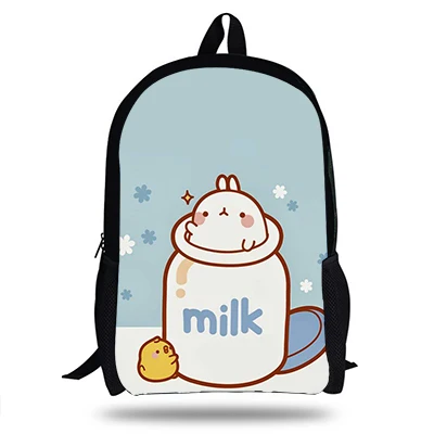 16A8916 Мультфильм «моланг» и Piupiu печать рюкзаки для девочек большой емкости сумка пакет для студентов Mochila детский школьный рюкзак - Цвет: 16A8916