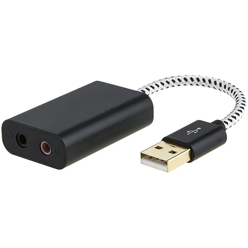 USB o Adapter External Sound Card with 3 5mm Headphone and Microphone Jack Compatible for Windows Mac Mac OS PS4