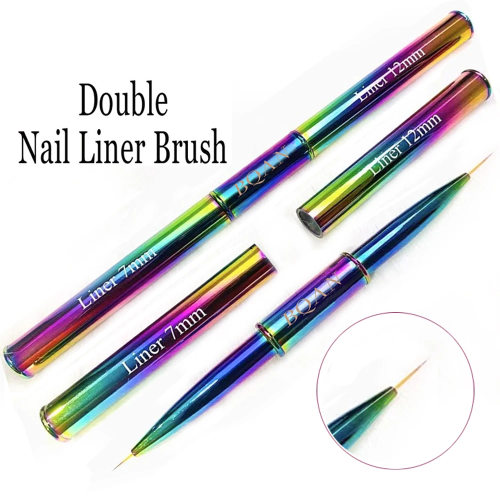 BQAN Colorful Double Head Nail Brush French Stripe Nail Art Liner Brush Drawing Brush Painting Pen Gel Polish Nail Art Tools 6