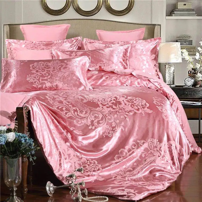 Summer Bedding 4pcs Bedroom Queen Bed Cover Set Polyester Printed Quilt Comfortable Queen Size Quilt Cover Bed Cover Pillowcase 2