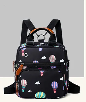 Маленькая сумка для детских подгузников для кормления, рюкзак для мама мамочка, сумка для мам, сумка для детских подгузников, многофункциональная сумка для хранения с принтом - Цвет: Черный