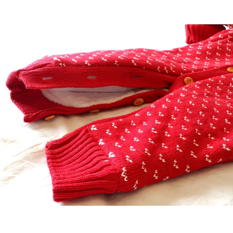 Зимний комбинезон, детская одежда для новорожденных, зимний комбинезон, Рождественский подарок с оленем для ребенка, толстый флисовый свитер кораллового цвета