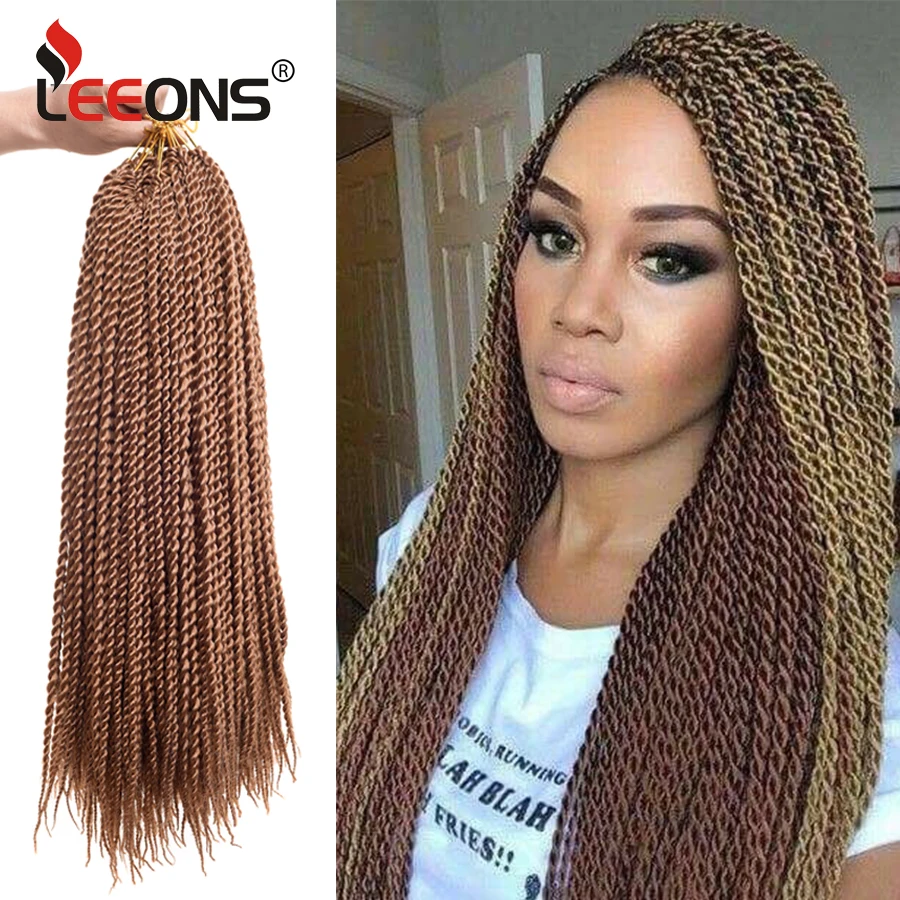 Leeons, высокое качество, Сенегальские крученые волосы, вязанные крючком, плетеные волосы, 30 шт./упаковка, синтетические, Омбре, бургенди, блонд, серый, вязанные волосы