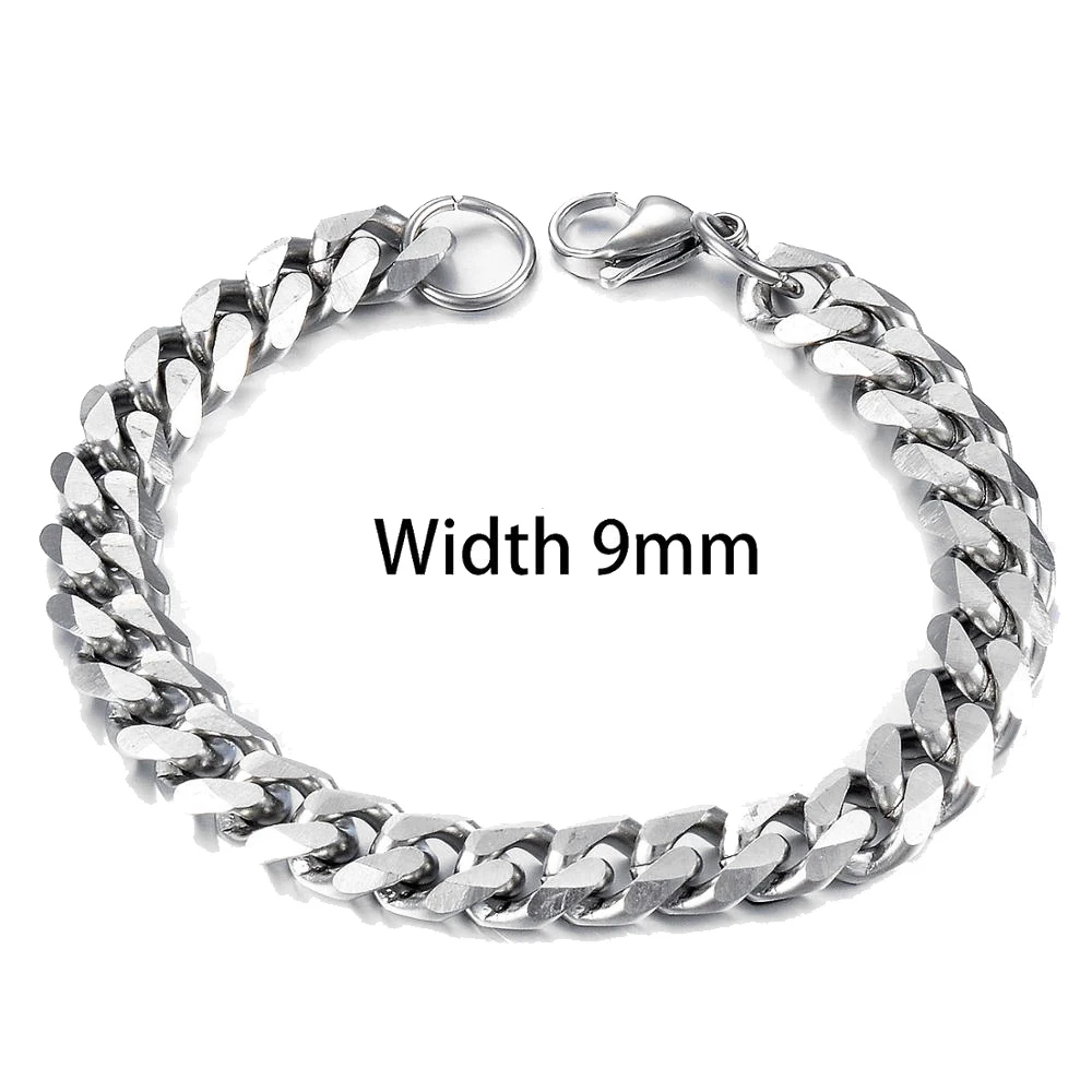 Pulsera cubana de acero inoxidable para hombre, joyería de moda