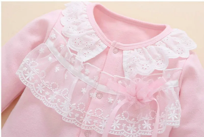 Newborn Baby Girl Footies Clothes 0 3 6 months Cotton Long Sleeve Princess Baby Jumpsuit With Footies Outfit Girl Clothing baby clothes