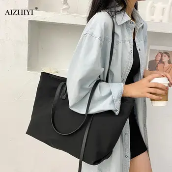 

Creative Design Portable Nylon Waterproof Handbag Shoulder Bag Classic Texture Chic Women Portable Large Capacity Shopping totes