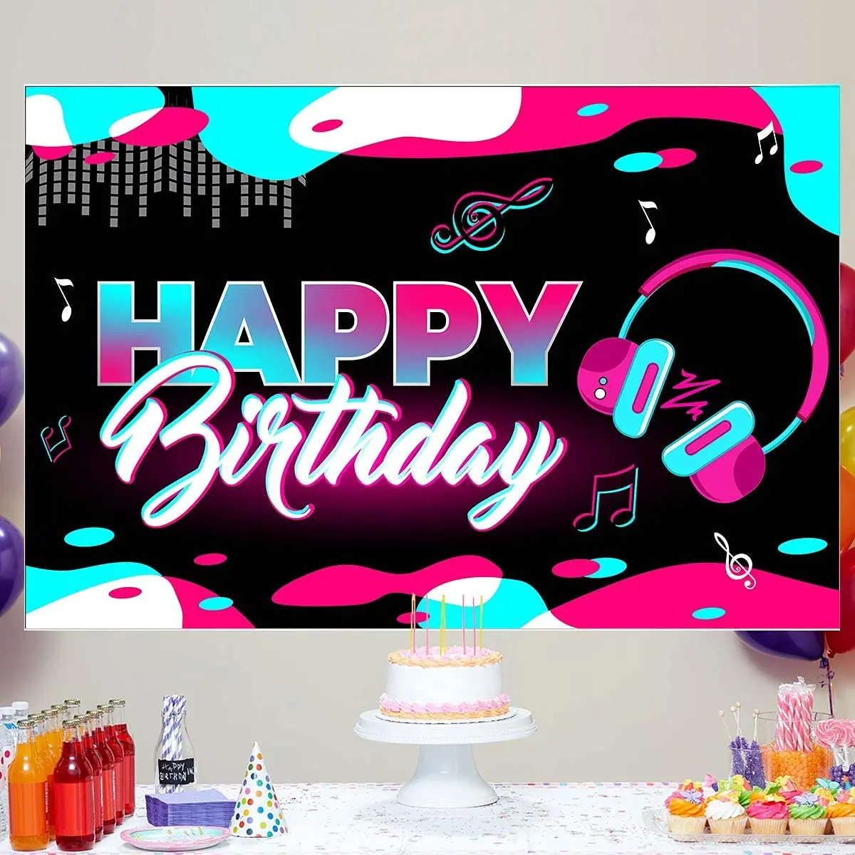 Happy Birthday Music Party Background Photo Booth Banner,tik Tok Party  Decorations Video Studio Banner Free Customization - Party Backdrops -  AliExpress