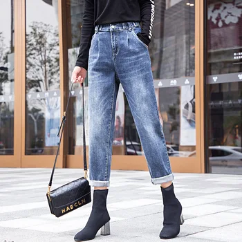 

jeans woman plus size mom jeans high waist boyfriend jeans for women push up large size korean style ladies jeans denim pants