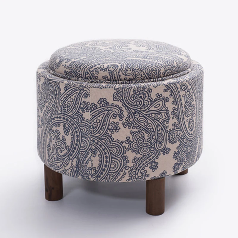 Табурет льняная ткань+ деревянный стул для ног с ящиком для хранения внутри дивана мебель Османов домашний декор скамейка используется журнальный столик