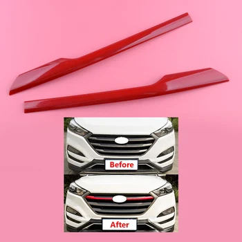 

2pcs Red Front Front Grille Grill Cover Trim ABS Fit For Hyundai Tucson 2016 2017 2018