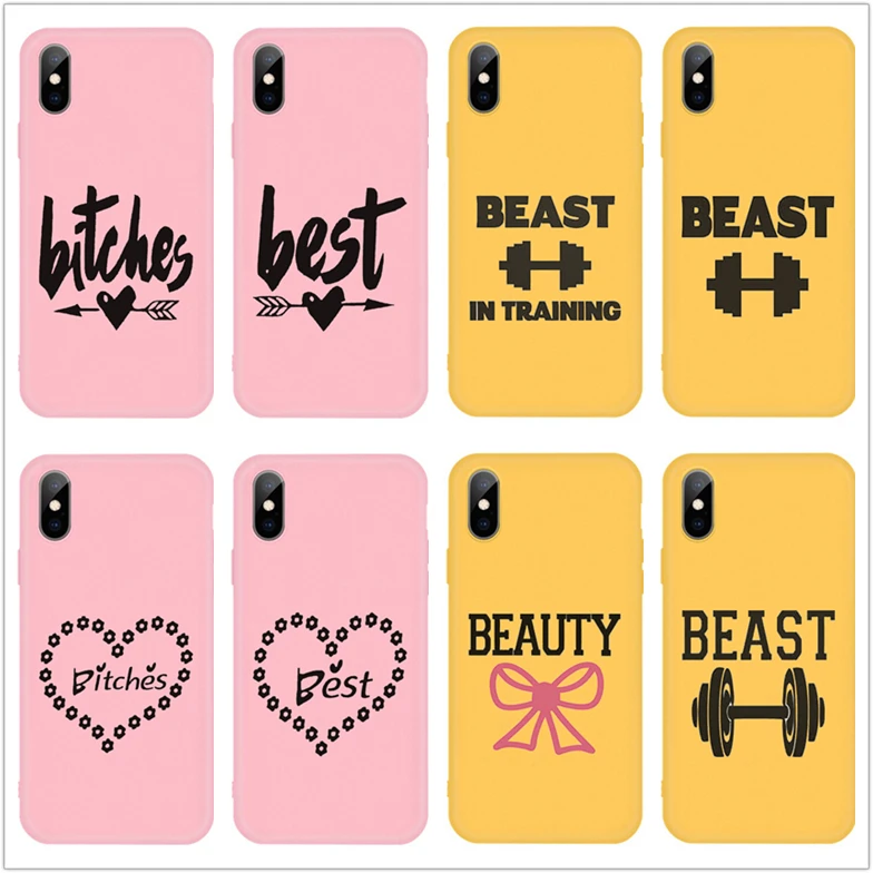Best Friends Case For Samsung Phone Case Bff Soft Tpu For Samsung A20 A30 A40 A50 A60 A70 S7 S8 S9 S10 PLUS Matte Pink Cover