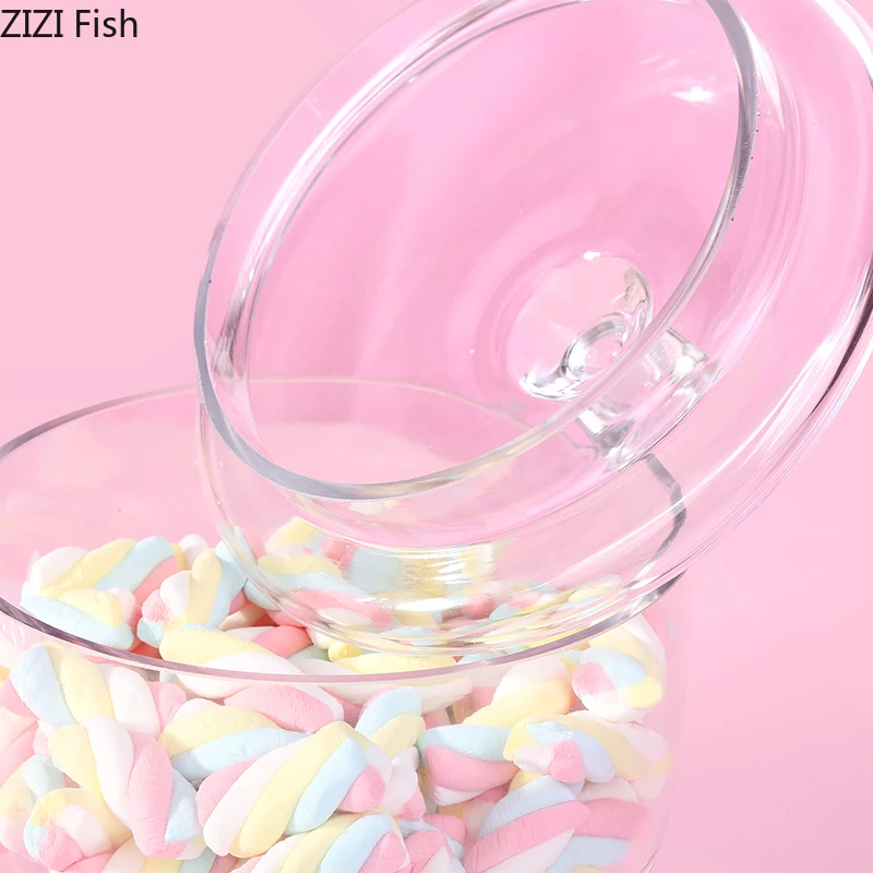 Transparent Glass Cake Stand with Lid Candy Jar with Glass Cover Wedding Dessert Display Stand Home Candy Storage Tank