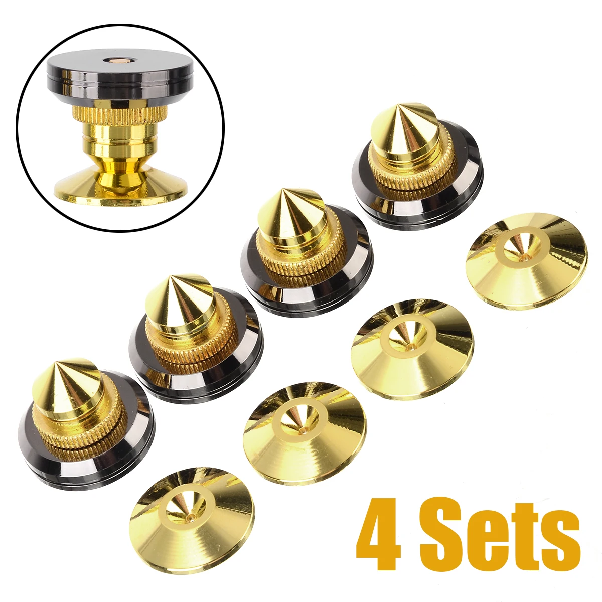 4Set M6*28mm  Stand Cone Feet Base Pads Golden Brass Speaker Spikes Isolation 