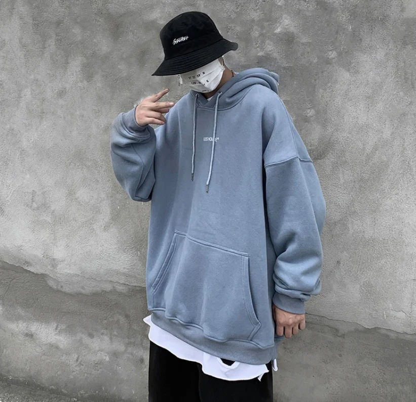 Для мужчин зимние свободные толстовки, ходи Для мужчин s Harajuku Плотная теплая куртка толстовка с капюшоном пуловеры оверсайз Толстовка
