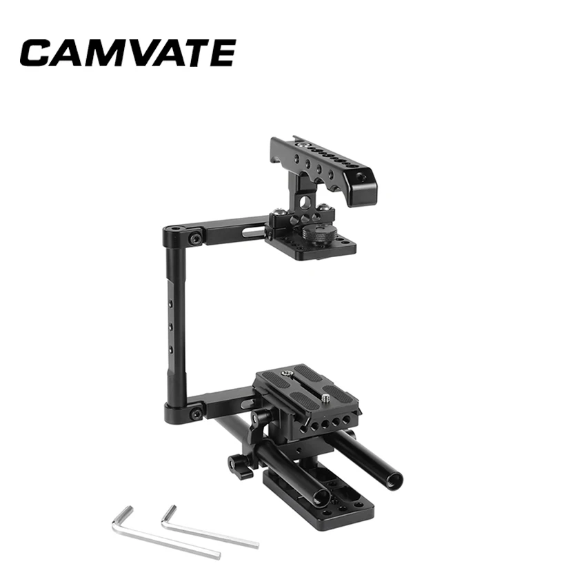

CAMVATE Half Cage Kit With Top Cheese Handle & QR Manfrotto Plate & 15mm Rod Support For DSLR Cameras C2276