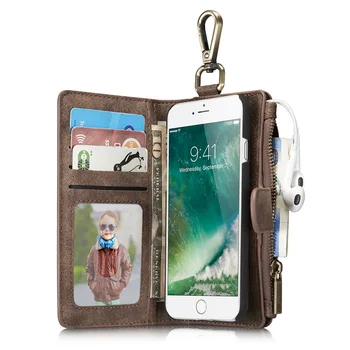 

Unisex Multi-function Zipper Pocket ID Card Hanging Wallet Leather Material Fashionable Portable Dustproof Mobile Phone Purse