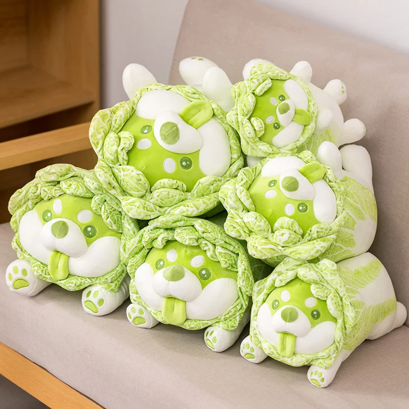 Cute Creative Buttocks Cabbage Shiba Inu Dog Japan Vegetable Dog Plush Toys Throw Pillow Stuffed Animal Sofa Cushion Xmas Gift