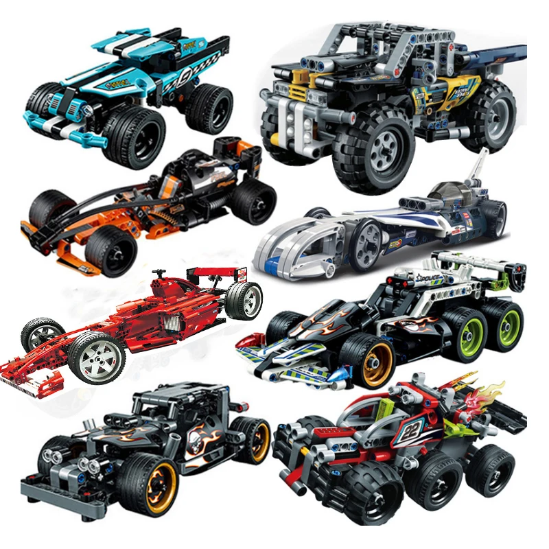 Decool Pull Back Technic Car moto cycle Racer MOC Truck DIY строительные блоки детские игрушки для детей