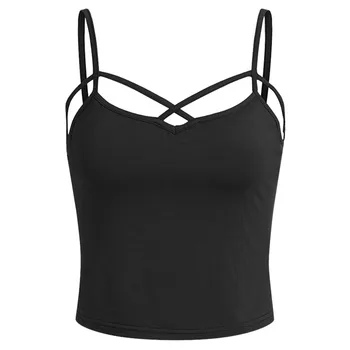 

Fashion Solid Backless Mini Vest Women V Neck Sleeveless Spaghetti Straps Tank Summer Ladies Sexy Vest Tops Camisole 2020
