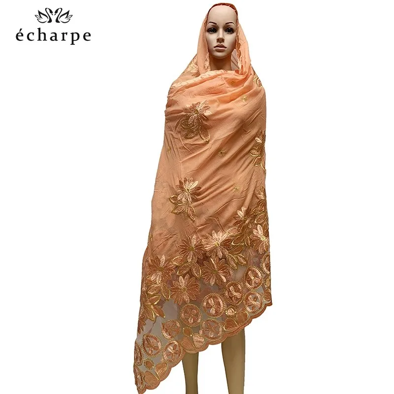 New African Women Scarfs muslim embroidery soft cotton big scarf for shawls wraps pashmina BM937