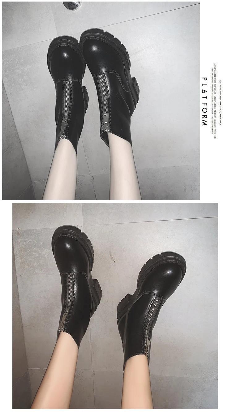 Обувь с круглым носком; ботинки для верховой езды на не сужающемся книзу массивном каблуке; женские ботинки; коллекция года; женские мартинсы со шнуровкой; Осенняя резиновая обувь на молнии